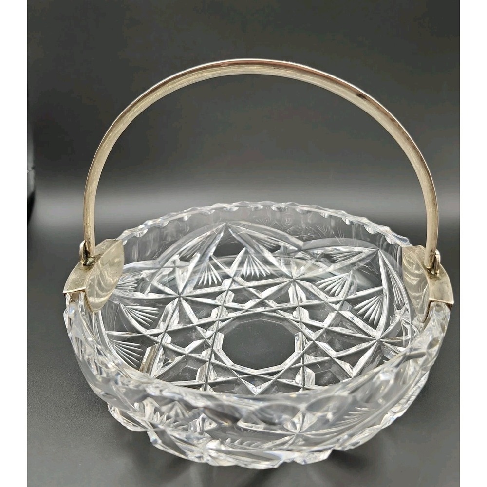 VTG Crystal Bowl 875 Silver Handle Inscribed On Handle "Tody 3.Sept. 1934"